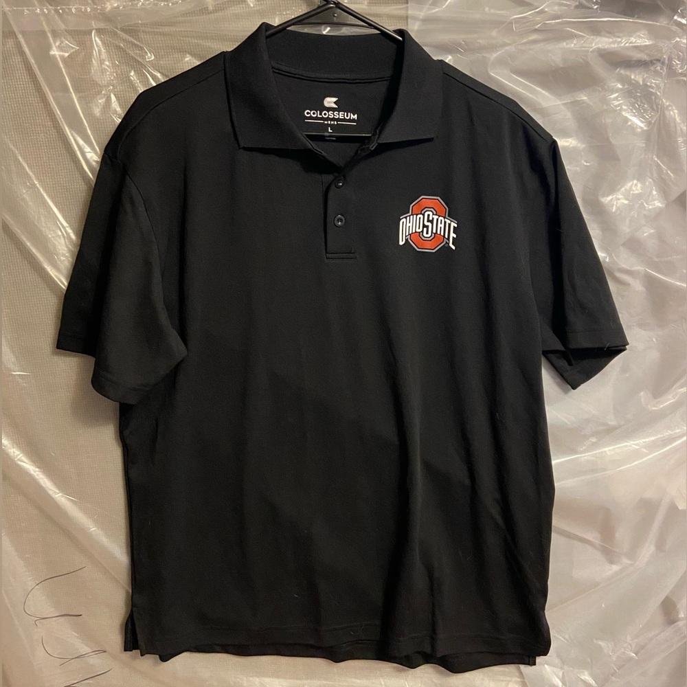 Colosseum Black Polo with Ohio State Emblem